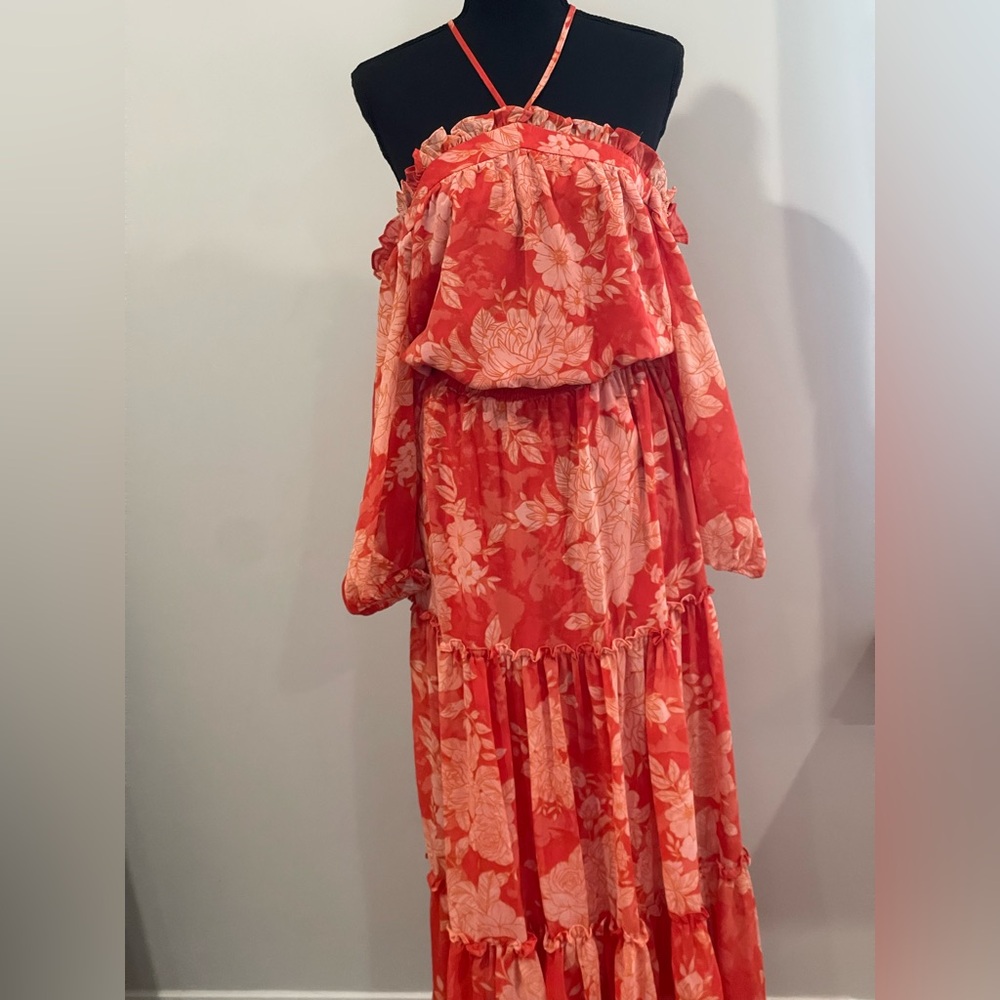 1. State Coral Floral Off-Shoulder Maxi Dress
